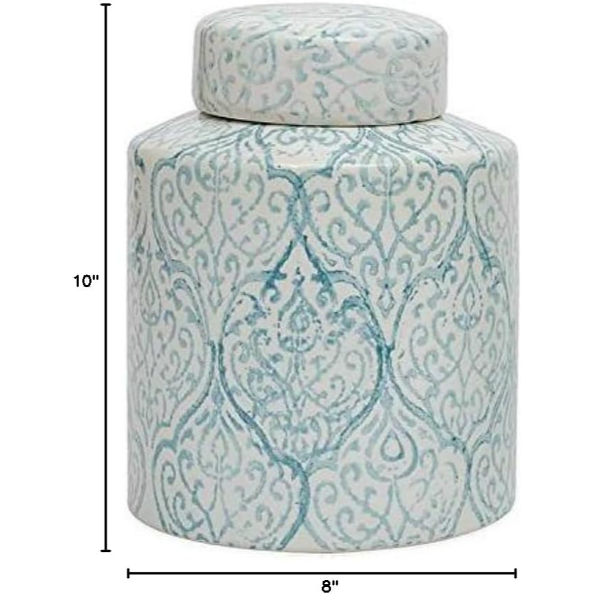 Blue & White Decorative Ceramic Ginger Jar with Lid